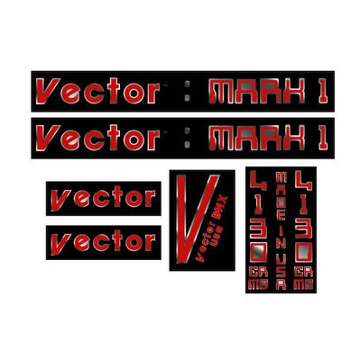 Vector - Mark 1 - Black on chrome decal set - old school bmx