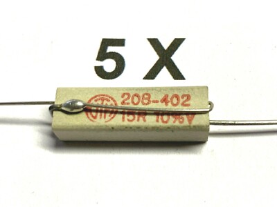 15R, 15 Ohm, 208-4, 1.5-3 Watts, 10%, VITROHM, KF208-4, Circuit Breaker, 5 Pack
