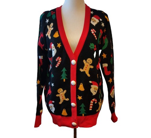 Bogey Boys Cardigan Sweater Mens Large Black Golf Embroidered Logo