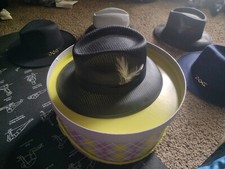 New Lightweight, Solid Black W/ White  Black Feathers Fedora