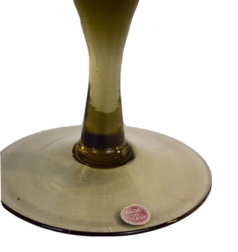 Empoli Olive Green Optic Glass Brandy Snifter , Vase Label - Picture 2 of 2