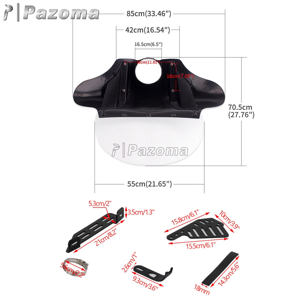 Kit de montaje de parabrisas de carenado de ala de murciélago para Harley Forty Eight XL1200X Sportster XL Foto 2 de 4