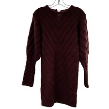 Listicle Sweater Dress Tight Knit Long Dolman Sleeve Maroon Size Small New