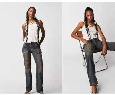 Free People Dream Maker Relaxed Mid-Rise Jeans Vintage Brushed Blue Gr. 27