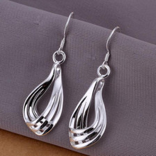 Womens 925 Sterling Silver Polished Long Drop Dangle Charm Earrings E49