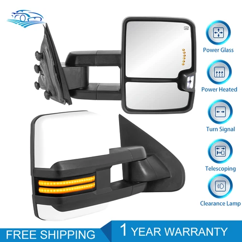 2PCS Tow Mirrors Heated Switchback Light for 14-19 Silverado Sierra 1500 2500HD