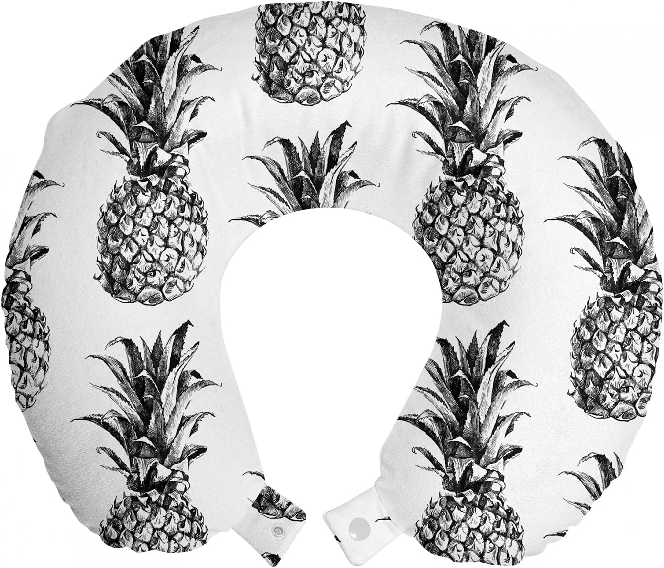 Vintage Tropical Pineapple Travel Neck Pillow Hand Drawn Design-image