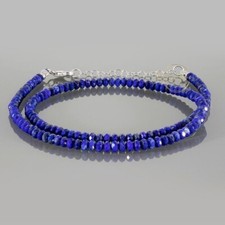 Collier de perles rondes facettes en lapis-lazuli bleu royal naturel 2-3 mm p...