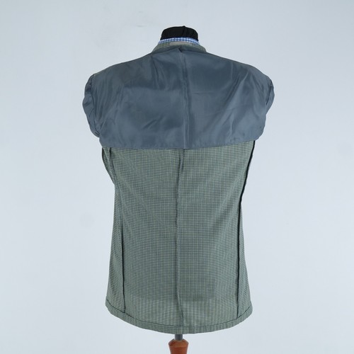 Mens Vintage Summer Blazer 38R UK Size Check Green Cotton Sport Coat Jacket - Picture 12 of 13