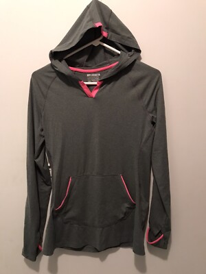 Womens Layer 8 Performance Quick Dry Hoodie Gray W/Pink Accents Size Medium