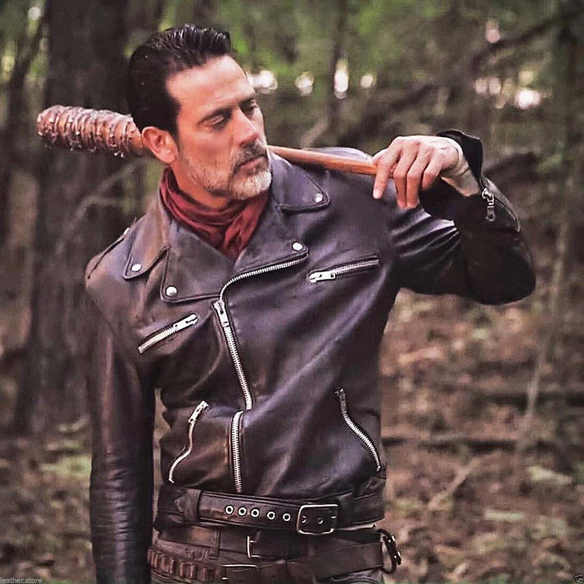 The Walking Dead Negan Jeffrey Dean Morgan Black Leather Jacket