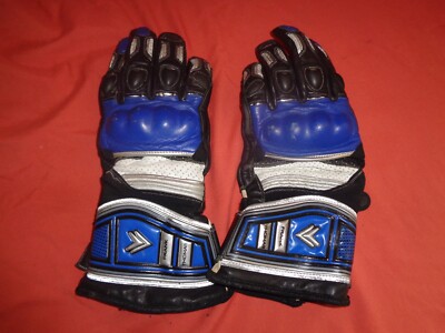 Frank Thomas Mens Motorcycle Gloves Sabre Sport Black Blue Leather Medium  UK