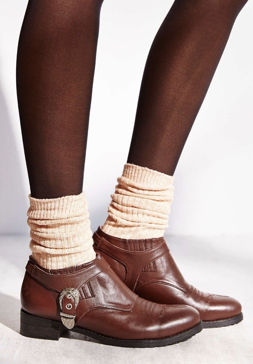 Free People Kobe Husk Western Boot brown Leather Lug Sole Ankle 40 