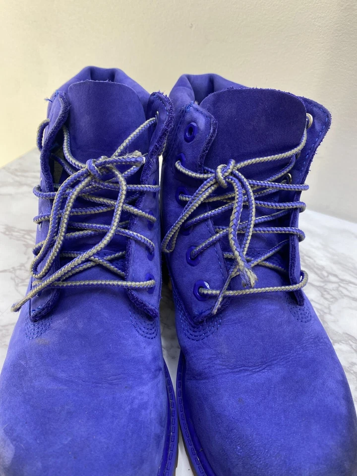 Timberland Niños Azul Gamuza Cuero Botas con Cordones Talla 2 Foto 2 de 4