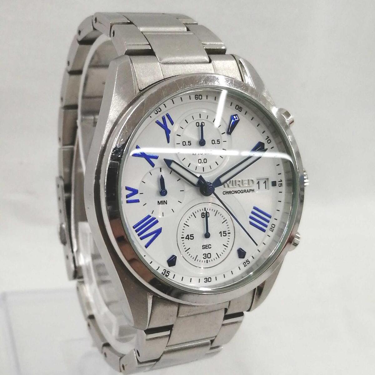SEIKO WIRED VD57-KZ10 AGAT406 Chronograph Analog Quartz White Watch Move Japan SEIKO WIRED VD57-KZ10 AGAT406 Chronograph Analog Quartz White Watch Move Japan