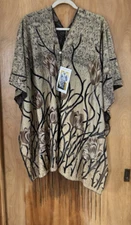 Princess Cruises Women's Fringe Wrap Tunic Mediterranean Rose Print Souvenir NWT