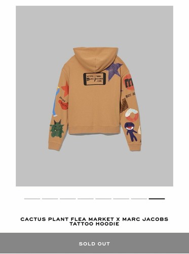 Marc Jacobs × Cactus Plant Flea Market Tattoo Hooded Pullover Sweatshirt Sand S - Picture 6 of 11