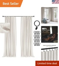 100 Blackout Curtains for Bedroom 84 Inches Long, Clip Rings/Rod Pocket Line...