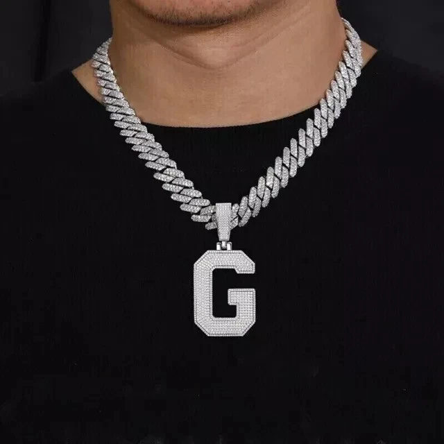 Real Moissanite 3Ct Round Custom Initial Letter "G" Pendant 925 Sterling Silver - Image 3 of 3