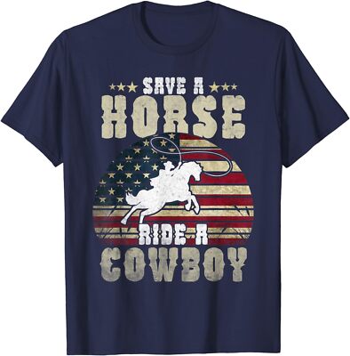 Save a Horse Ride a Cowboy Funny Horse Riding Unisex T-Shirt