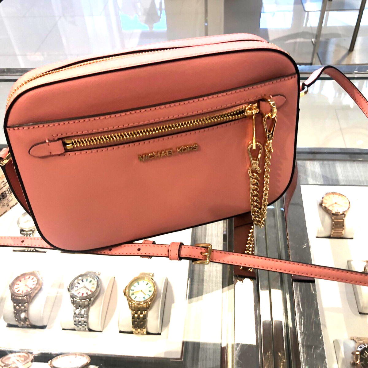 Michael Kors Crossbody Leather Bag Purse Messenger and Coin