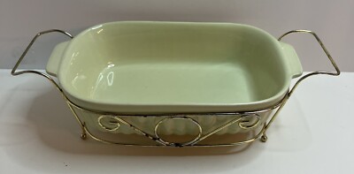 Pfaltzgraff Small Casserole Rectangular Serving Dish Caddy Mint Green 1983 FTDA