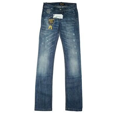 Killah Sixty Women's Jeans Stretch Destroy Slim Straight Leg W24 L34 Blue NEW