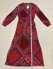 Image of New Womens Superdry Red Nikki Maxi Dress Size 12 Tall RRP £69.99