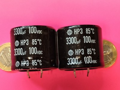 2 LONG LIFE LOW ESR 3300uF 100V HITACHI HP3 AUDIO HI-END CAPS Kondensatoren ELKO