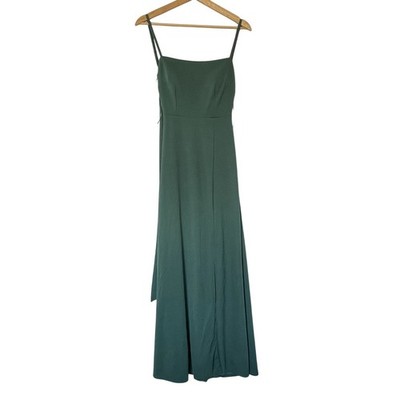 Birdy Grey maxi green formal dress padded women's size XS open back side slit