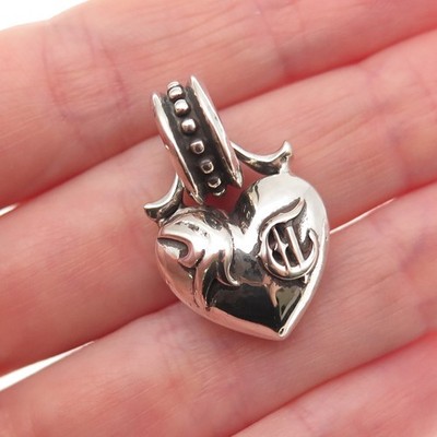 Chrome Hearts 925 Sterling Silver Vintage Heart Oxidized Pendant