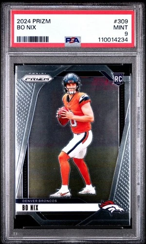 2024 Panini Prizm Bo Nix #309 Broncos RC Rookie PSA 9 MINT