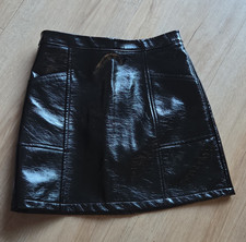 Art Class Girl's Black Faux Leather Mini Skirt L 10/12 Zip Closure