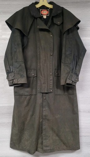 VINTAGE AUSTRALIAN OUTBACK COLLECTION OILSKIN TRENCH COAT DUSTER SIZE MEDIUM