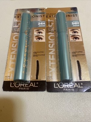 2 L Oreal Loreal Telescopic Extensionist Mascara Black 997 Waterproof Ships Fast