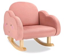 Velvet Kids Armchair Toddler Sofa Chair, Kids Rocking Chair, Solid Wooden Frame