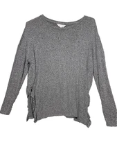 LC  Lauren Conrad Gray Sweater Top Ruffle Sides Women's XL long sleeve