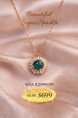  14K ROSE GOLD $3000 NATURAL DIAMOND & REAL LB TOPAZ HALO Pendant NECKLACE 18''