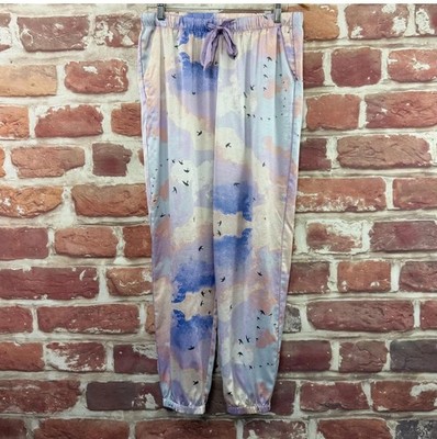 Victorias Secret Pants Womens M Pastel Cloud Bird Print Lounge Sleep Joggers