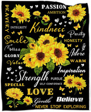 Sunflower Gifts for Women, Sunflower Blanket 60''X80'' Positive Healing Throw Bl
