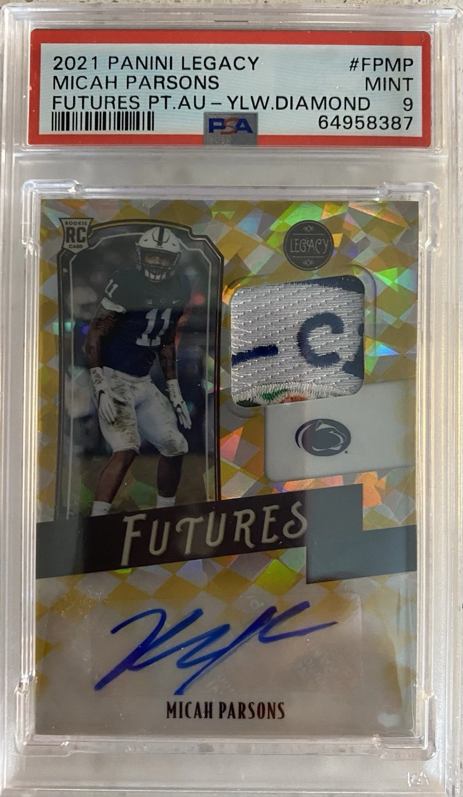 Micah Parsons Panini Legacy Futures Patch Autographs #FPMP Diamond