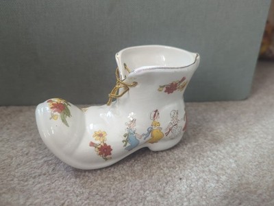 Süße James Kent Old Foley Vintage Kate Greenaway Keramikstiefel im viktorianischen Stil