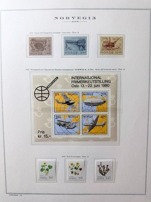 Norwegen Briefmarken 1979 Norwex 80 Luftfahrt Miniaturbogen Engineering Blumen