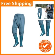 Lightweight Waterproof Fishing Waders with Elastic Waistband - Size 38, Green
