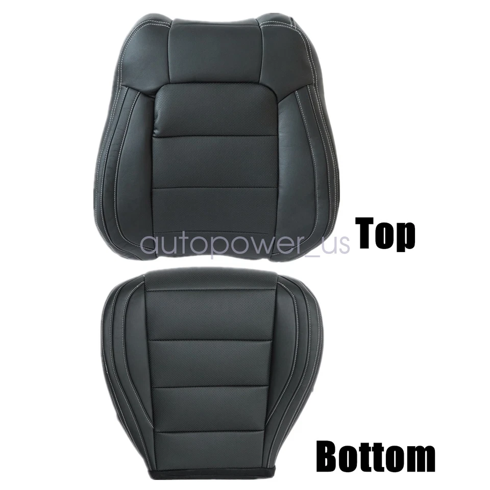 Driver Bottom & Back Leather Seat Cover Blk For 2015-2023 Ford Mustang GT Coupe - Imagem 2 de 4