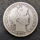 1915-P Barber Half Dollar - Philadelphia - Key Date - Mintage 138K - VG Details