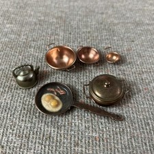Vintage 1:12 Dollhouse Miniature Lot Copper Pots pans