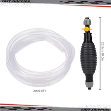 9.8Ft Siphon Hose Transfer Hand Pump With Flow Valve For Gasoline Oil Water Fuel