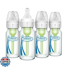 Dr. Brown's Anti-Colic Options Narrow Glass Baby Bottle with Level 1 Slow Fl