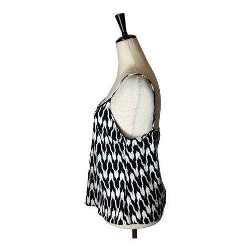 Diane Von Furstenberg Shirt Women Medium Black White Geometric Cami Tank Top - Picture 4 of 8